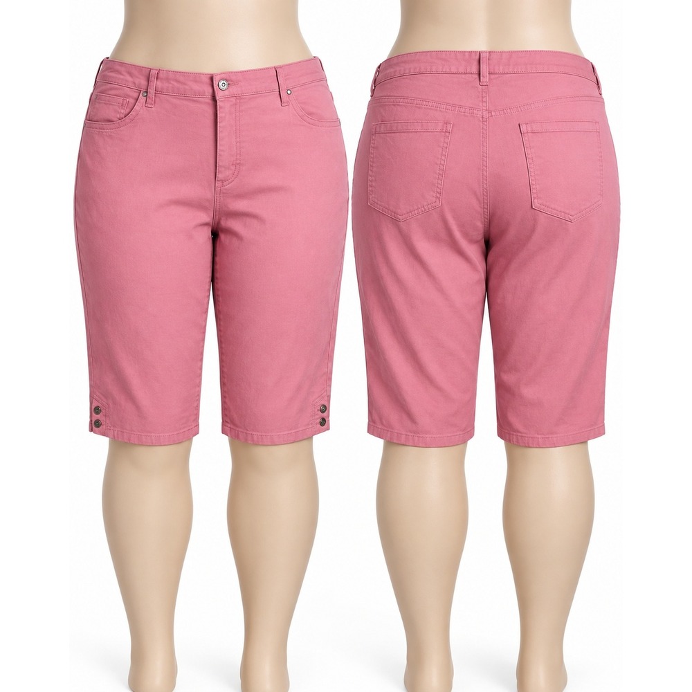 Gloria Vanderbilt Kaia Skimmer Shorts Pink Mid Rise Stretch Plus Size 22W NWT